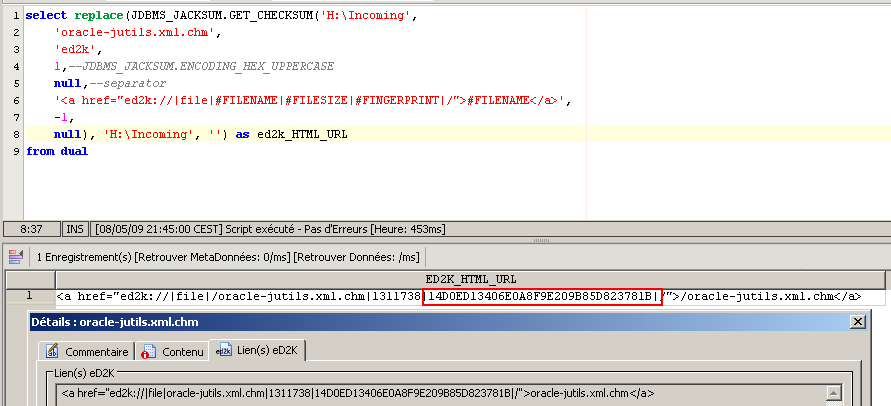 JDBMS_JACKSUM : Generate the ed2k html url of a file from sql