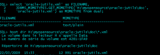 JDBMS_MIMETYPES : Testing JDBMS_MIMETYPES on a filesystem file from sqlplus*, and showing the file from operating system command